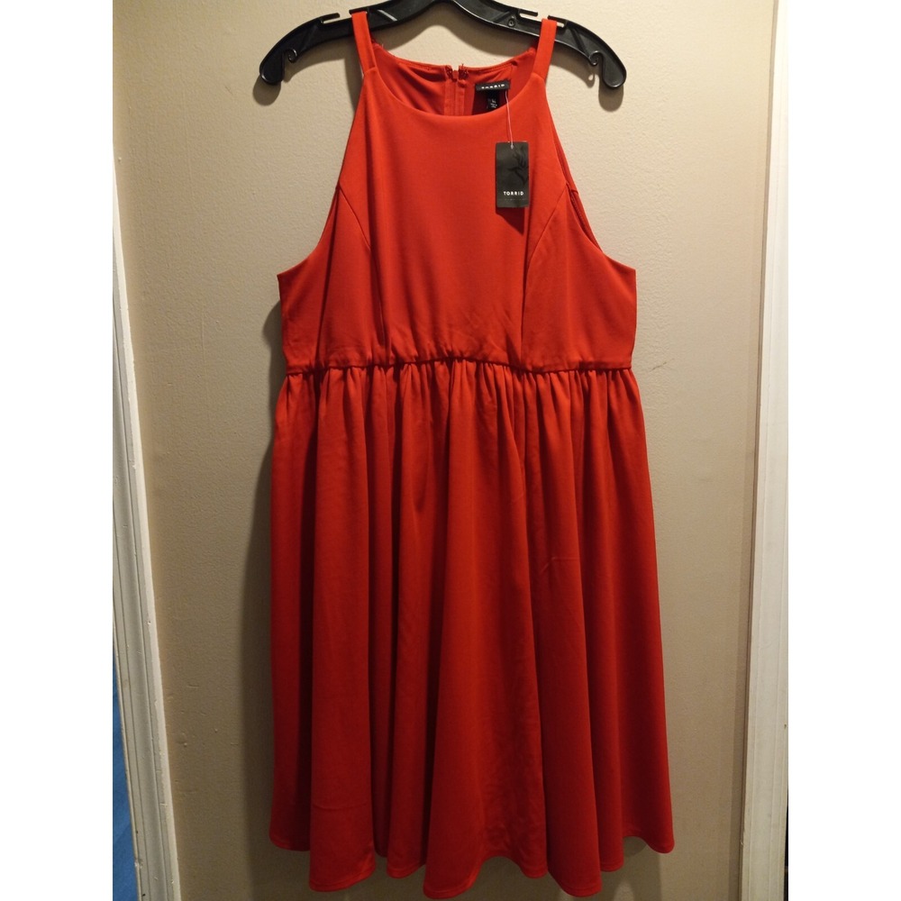 Torrid lucas Women Red Sleeveless ponte skater Dress Size 14 New‎